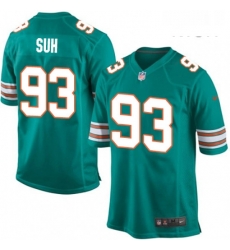 Mens Nike Miami Dolphins 93 Ndamukong Suh Game Aqua Green Alternate NFL Jersey