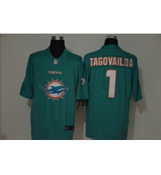 Nike Dolphins 1 Tua Tagovailoa Aqua Team Big Logo Vapor Untouchable Limited Jersey