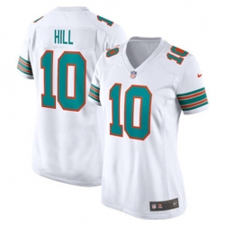 Women Miami Dolphins 10 Tyreek Hill White Thrwoback Vapor Untouchable Stitched Jersey