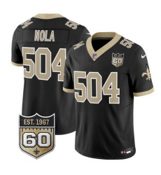 Men New Orleans Saints  504 Nola Black F U S E  60th Anniversary Patch Vapor Limited Stitched Football Jersey