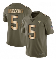 Youth Nike New Orleans Saints 5 Teddy Bridgewater Limited Olive Gold 2017 Salute to Service NFL Jersey