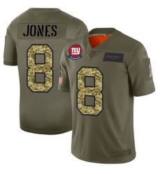 Giants 8 Daniel Jones Olive Camo Men Stitched Football Limited 2019 Salute To Service Jersey