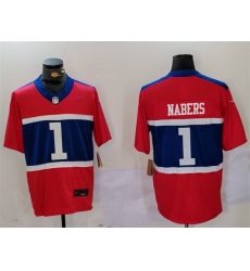 Men New York Giants 1 Malik Nabers Red 2024 F U S E Vapor Untouchable Limited Stitched Jersey