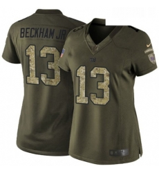 Womens Nike New York Giants 13 Odell Beckham Jr Elite Green Salute to Service NFL Jersey