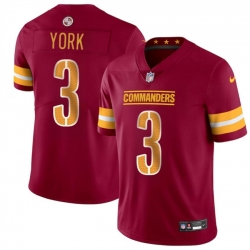 Youth Washington Commanders 3 Cade York Burgundy 2024 Vapor Limited Stitched Football Jersey