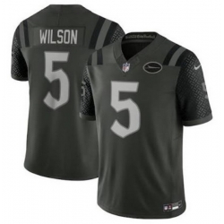 Men's Nike Garrett Wilson #5 Green New York Jets Rivalries Collection Stitched Limited Jersey