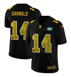 New York Jets 14 Sam Darnold Men Black Nike Golden Sequin Vapor Limited NFL Jersey