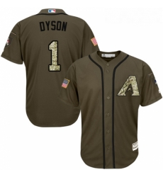 Youth Majestic Arizona Diamondbacks 1 Jarrod Dyson Replica Green Salute to Service MLB Jersey 