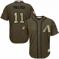 Youth Majestic Arizona Diamondbacks 11 A J Pollock Authentic Green Salute to Service MLB Jersey