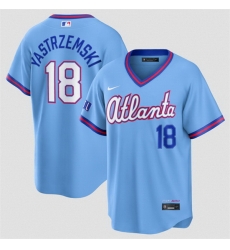 Men Atlanta Braves 18 Mike Yastrzemski Powder Blue 2026 City Connect Stadium Stitched Baseball Jersey Men Atlanta Braves 18 Mike Yastrzemski Powder Blue 2026 City Connect Stadium Stitched Baseball Jersey