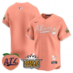 Men Atlanta Braves Blank Peach 2024 Atliens  26 Peach With Outkast Patch Vapor Limited Stitched Baseball Jersey