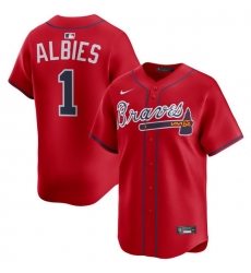 Men Atlanta Braves Nike Alternate Limited Jersey Red Albies Ozzie 1