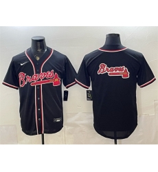 Men Atlanta Braves Team Big Logo 2026 Fashion Replica Black Out Stitched Baseball Jersey Men Atlanta Braves Team Big Logo 2026 Fashion Replica Black Out Stitched Baseball Jersey