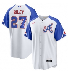 Men's Atlanta Braves #27 Austin Riley White 2023 City Connect Cool Base Stitched Baseball Jersey