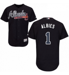 Mens Majestic Atlanta Braves 1 Ozzie Albies Navy Blue Alternate Flex Base Authentic Collection MLB Jersey