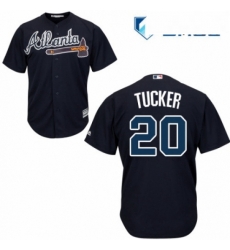 Mens Majestic Atlanta Braves 20 Preston Tucker Replica Blue Alternate Road Cool Base MLB Jersey 