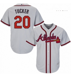 Mens Majestic Atlanta Braves 20 Preston Tucker Replica Grey Road Cool Base MLB Jersey 