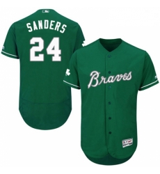 Mens Majestic Atlanta Braves 24 Deion Sanders Green Celtic Flexbase Authentic Collection MLB Jersey