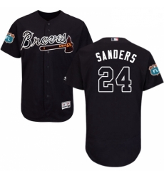 Mens Majestic Atlanta Braves 24 Deion Sanders Navy Blue Alternate Flex Base Authentic Collection MLB Jersey