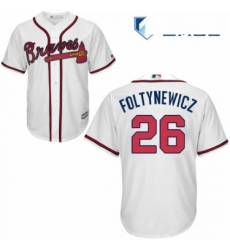 Mens Majestic Atlanta Braves 26 Mike Foltynewicz Replica White Home Cool Base MLB Jersey 