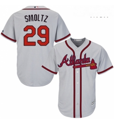 Mens Majestic Atlanta Braves 29 John Smoltz Replica Grey Road Cool Base MLB Jersey