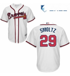 Mens Majestic Atlanta Braves 29 John Smoltz Replica White Home Cool Base MLB Jersey