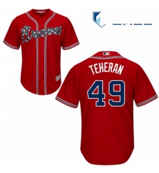 Mens Majestic Atlanta Braves 49 Julio Teheran Replica Red Alternate Cool Base MLB Jersey