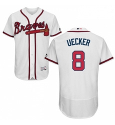 Mens Majestic Atlanta Braves 8 Bob Uecker White Home Flex Base Authentic Collection MLB Jersey