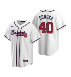 Mens Nike Atlanta Braves 40 Mike Soroka White Home Stitched Baseball Jersey