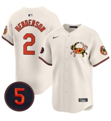 Men Baltimore Orioles 2 Gunnar Henderson Cream With Patch Vapor Premier Limited Stitched Baseball Jersey