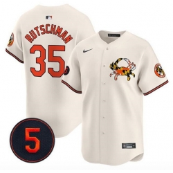 Men Baltimore Orioles 35 Adley Rutschman Cream With Patch Vapor Premier Limited Stitched Baseball Jersey