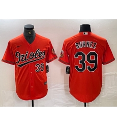 Men Baltimore Orioles 39 Corbin Burnes Number Orange Cool Base Stitched Jersey