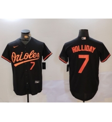 Men Baltimore Orioles 7 Jackson Holliday Black Cool Base Stitched Baseball Jersey 2