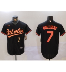 Men Baltimore Orioles 7 Jackson Holliday Black Cool Base Stitched Baseball Jersey 3