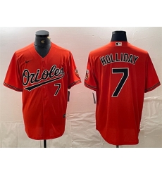 Men Baltimore Orioles 7 Jackson Holliday Orange With Patch Cool Base Stitched Baseball Jersey