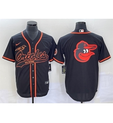 Men Baltimore Orioles Black Team Big Logo Cool Base Stitched Jersey