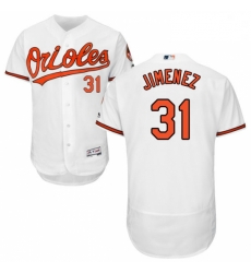 Mens Majestic Baltimore Orioles 31 Ubaldo Jimenez White Home Flex Base Authentic Collection MLB Jersey