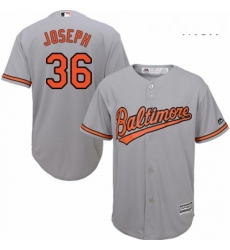 Mens Majestic Baltimore Orioles 36 Caleb Joseph Replica Grey Road Cool Base MLB Jersey 