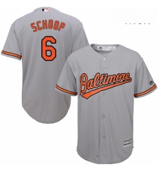 Mens Majestic Baltimore Orioles 6 Jonathan Schoop Replica Grey Road Cool Base MLB Jersey