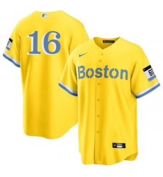 Men Boston Red Sox 16 Jarren Duran Gold City Connect Stitched Baseball Jersey