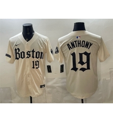 Men Boston Red Sox 19 Roman Anthony Cream Gothic Vapor Limited Stitched Baseball Jersey Men Boston Red Sox 19 Roman Anthony Cream Gothic Vapor Limited Stitched Baseball Jersey