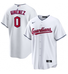 Men Cleveland Guardians 0 Andr E9s Gim E9nez White Cool Base Stitched Jersey