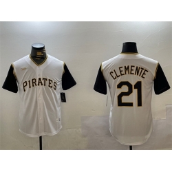 Men Pittsburgh Pirates 21 Roberto Clemente White Cool Base Stitched Jersey