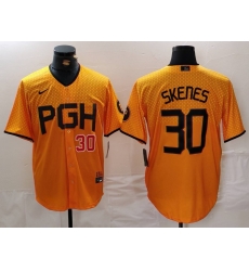 Men Pittsburgh Pirates 30 Paul Skenes Gold City Connect Stitched Jersey 3