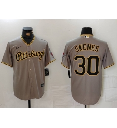 Men Pittsburgh Pirates 30 Paul Skenes Grey Stitched Baseball Jersey