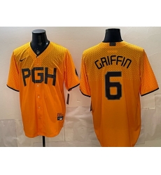 Men Pittsburgh Pirates 6 Konnor Griffin Gold City Connect Stitched Jersey Men Pittsburgh Pirates 6 Konnor Griffin Gold City Connect Stitched Jersey