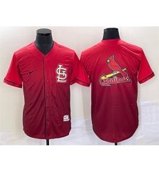 Men St  Louis Cardinals Red Big Team Logo In Back Cool Base Drift Edition Stitched Jersey