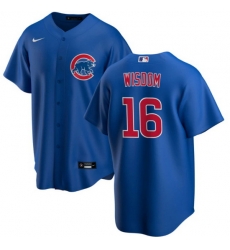 Men Chicago Cubs 16 Patrick Wisdom Blue Cool Base Stitched Baseball Jerse