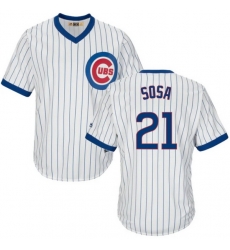 Men Chicago Cubs  21 Sammy Sosa White Cooperstown Stitched Baseball Jersey