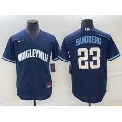 Men Chicago Cubs 23 Ryne Sandberg Navy City Connect Cool Base Stitched Baseball Jersey